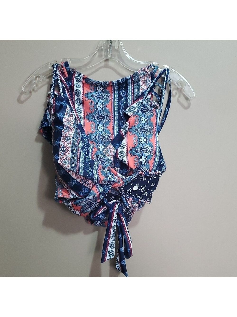 Cupsie Stylish Blue and Orange 2 Piece  Women's Bikini Size Xl